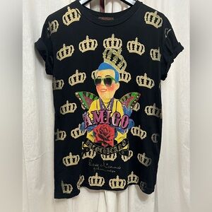Paco Chicano by Christian Audigier Black Tee with AMIGO Graphic